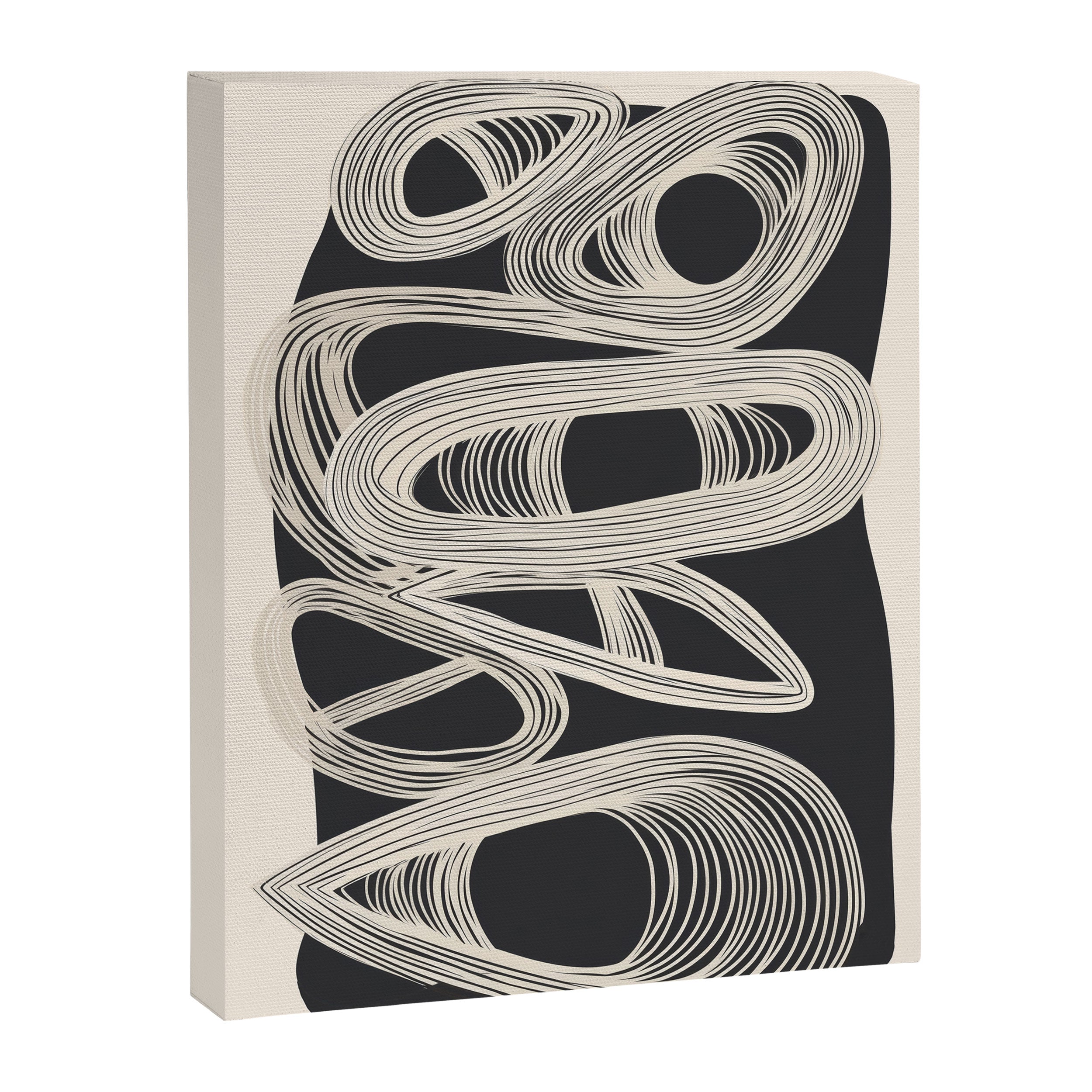 Continuous Flow - Monochrome Abstract Design Canvas Print Gallery Image 6