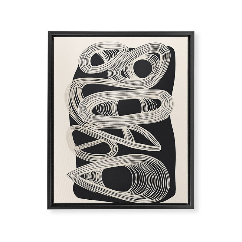 Continuous Flow - Monochrome Abstract Design Framed Canvas Print Gallery Image 6