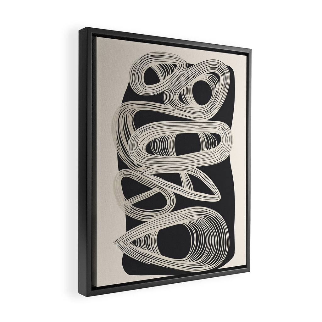 Continuous Flow - Monochrome Abstract Design Framed Canvas Print Gallery Image 2