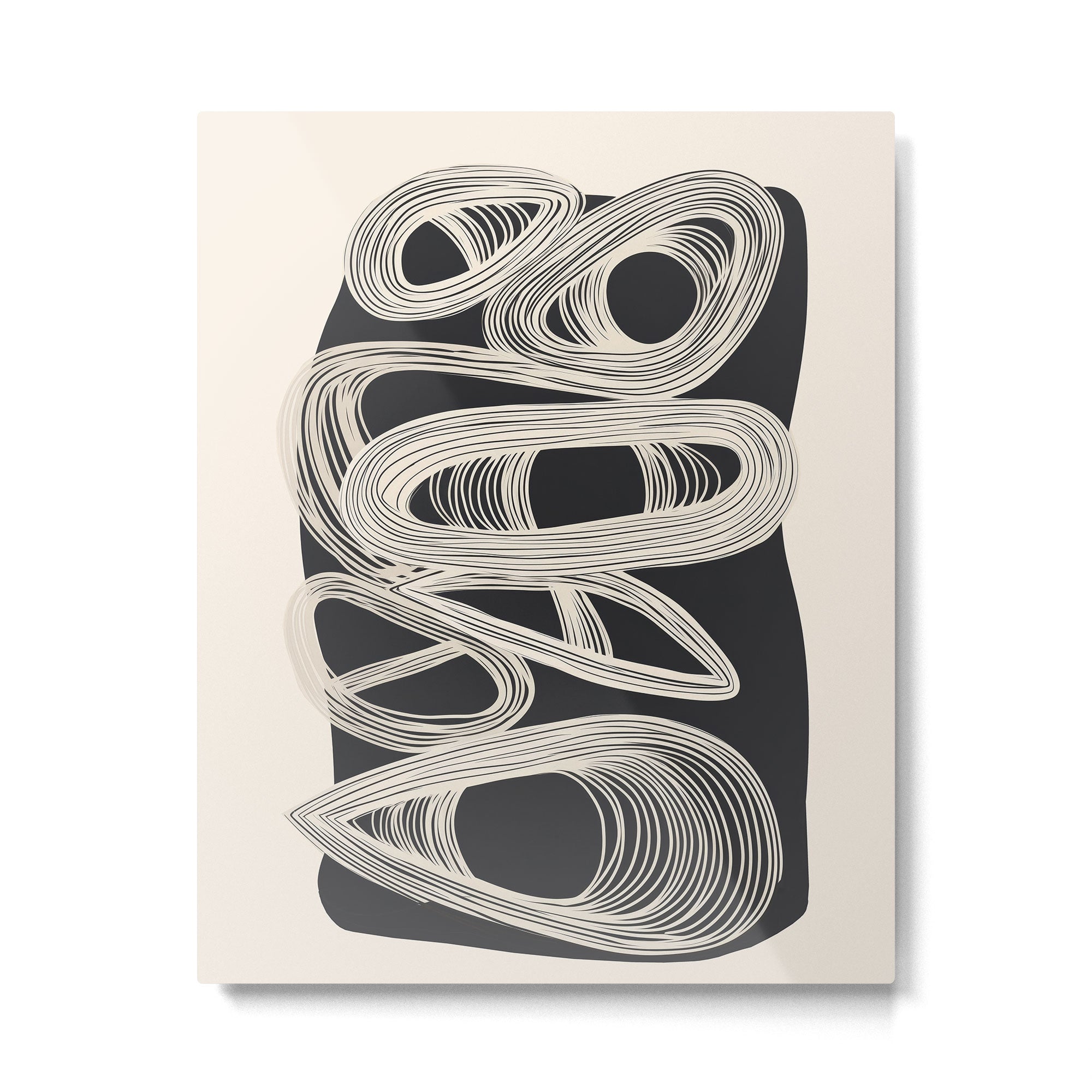 Continuous Flow - Monochrome Abstract Design Metal Print Gallery Image 4