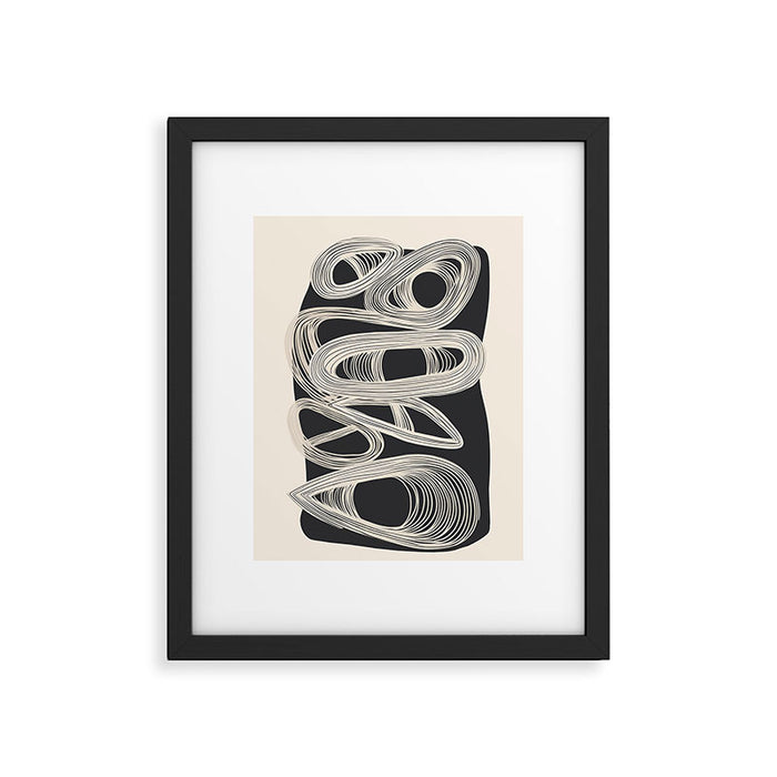 Continuous Flow - Monochrome Abstract Design Framed Art Print Gallery Image 1