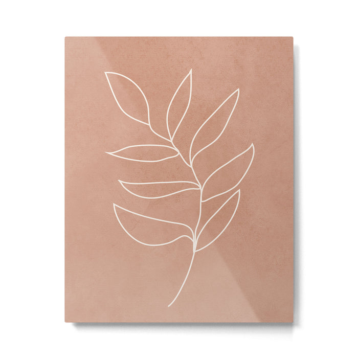 Engraved Leaf Line Metal Print Gallery Image 1