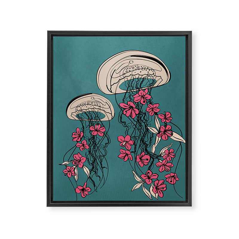 Floral Jellyfishes 1 Framed Canvas Print Gallery Image 6