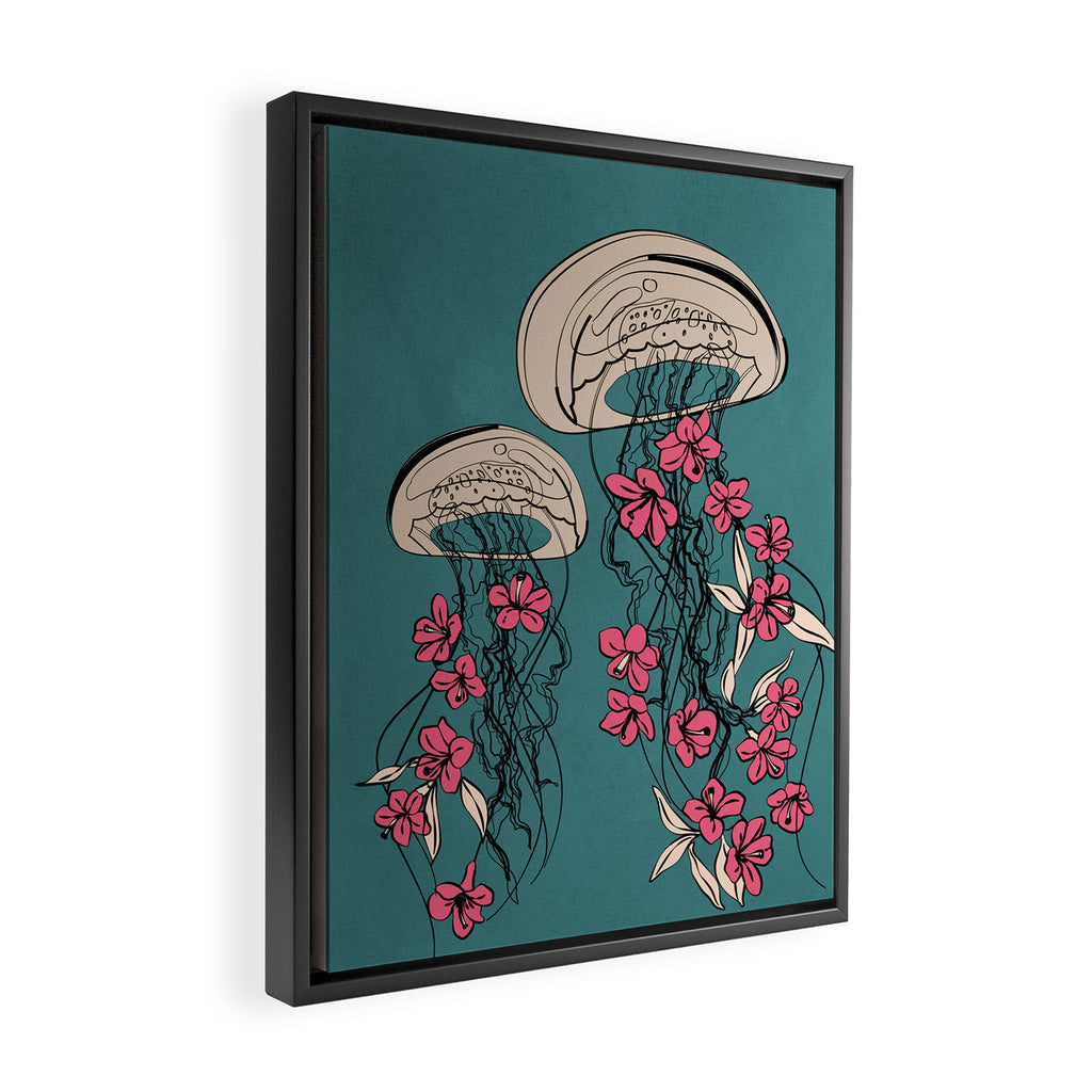 Floral Jellyfishes 1 Framed Canvas Print Gallery Image 2