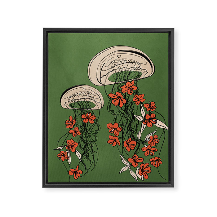 Floral Jellyfishes 2 Framed Canvas Print Gallery Image 1