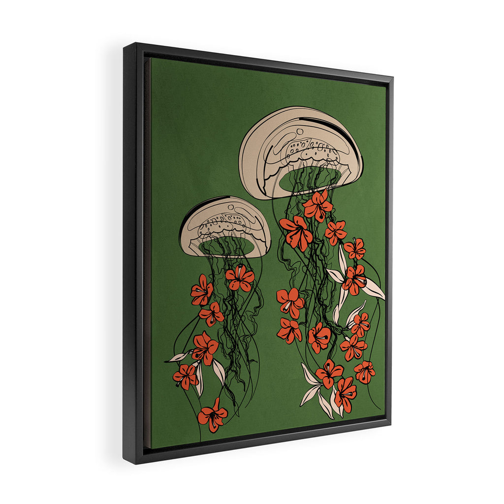 Floral Jellyfishes 2 Framed Canvas Print Gallery Image 2