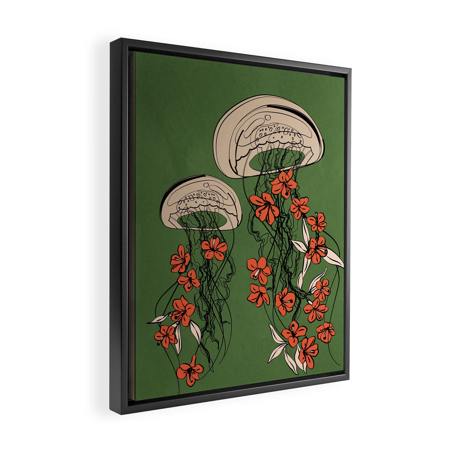 Floral Jellyfishes 2 Framed Canvas Print Gallery Image 2