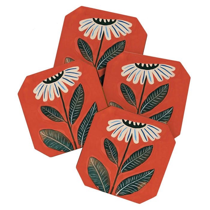 Folk Daisy Botanical Art Coaster Gallery Image 1
