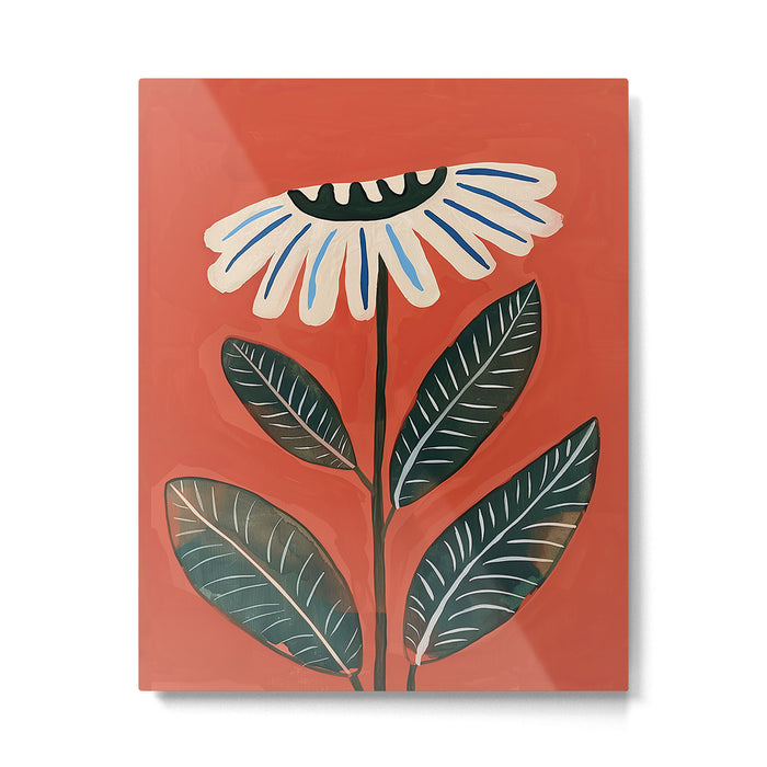 Folk Daisy Botanical Art Metal Print Gallery Image 1