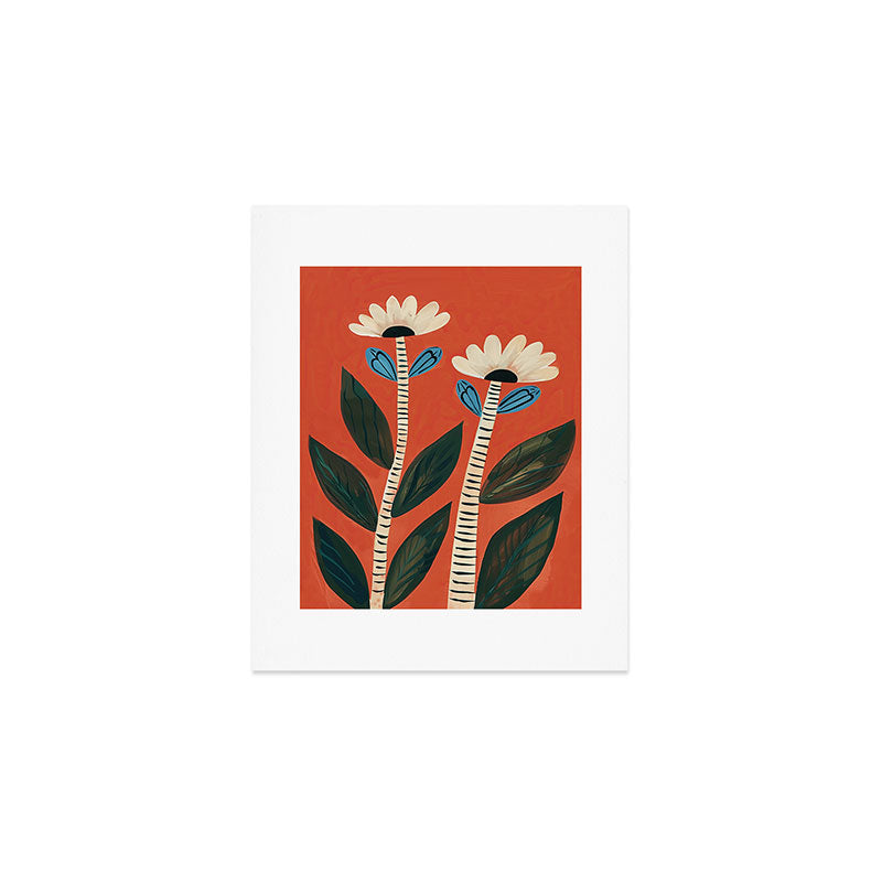 Folk Garden Daisy Pair Art Print Gallery Image 1