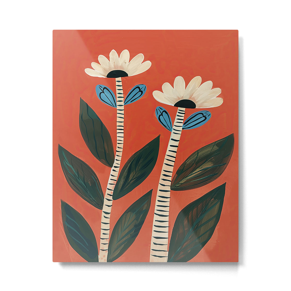 Folk Garden Daisy Pair Metal Print Gallery Image 4