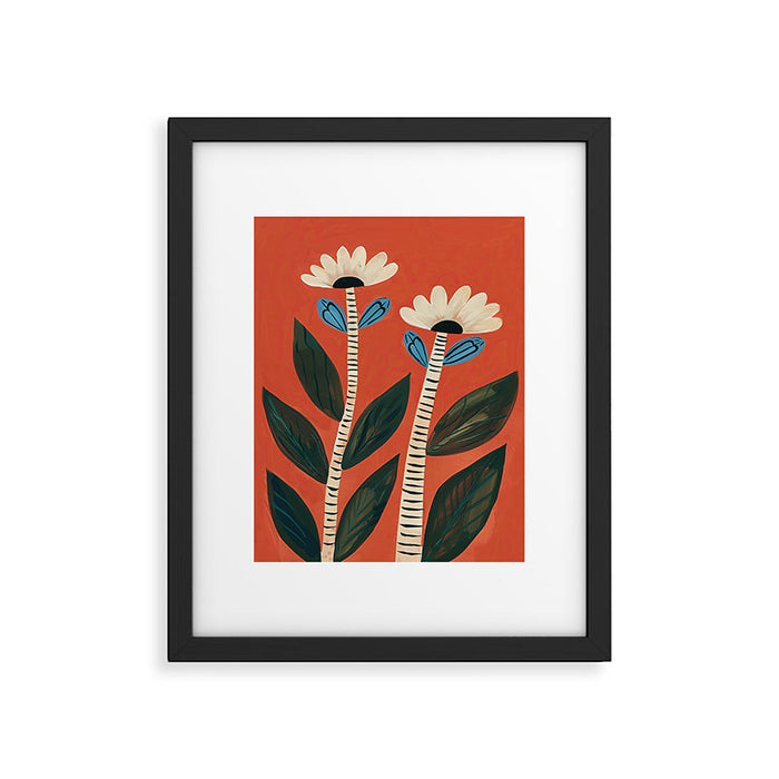 Folk Garden Daisy Pair Framed Art Print Gallery Image 1