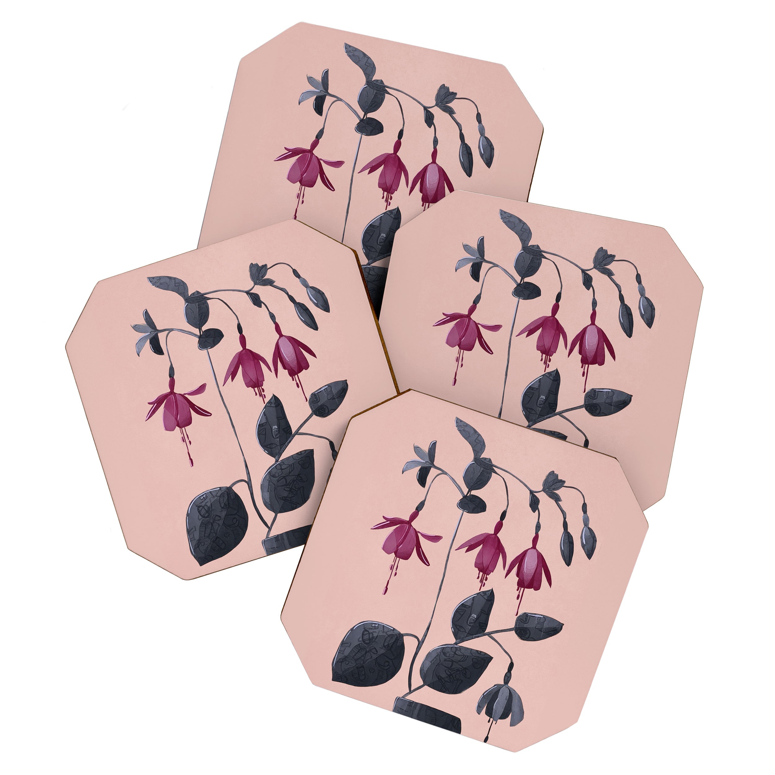 Fuchsia Botanical Drawing Coaster Gallery Image 1