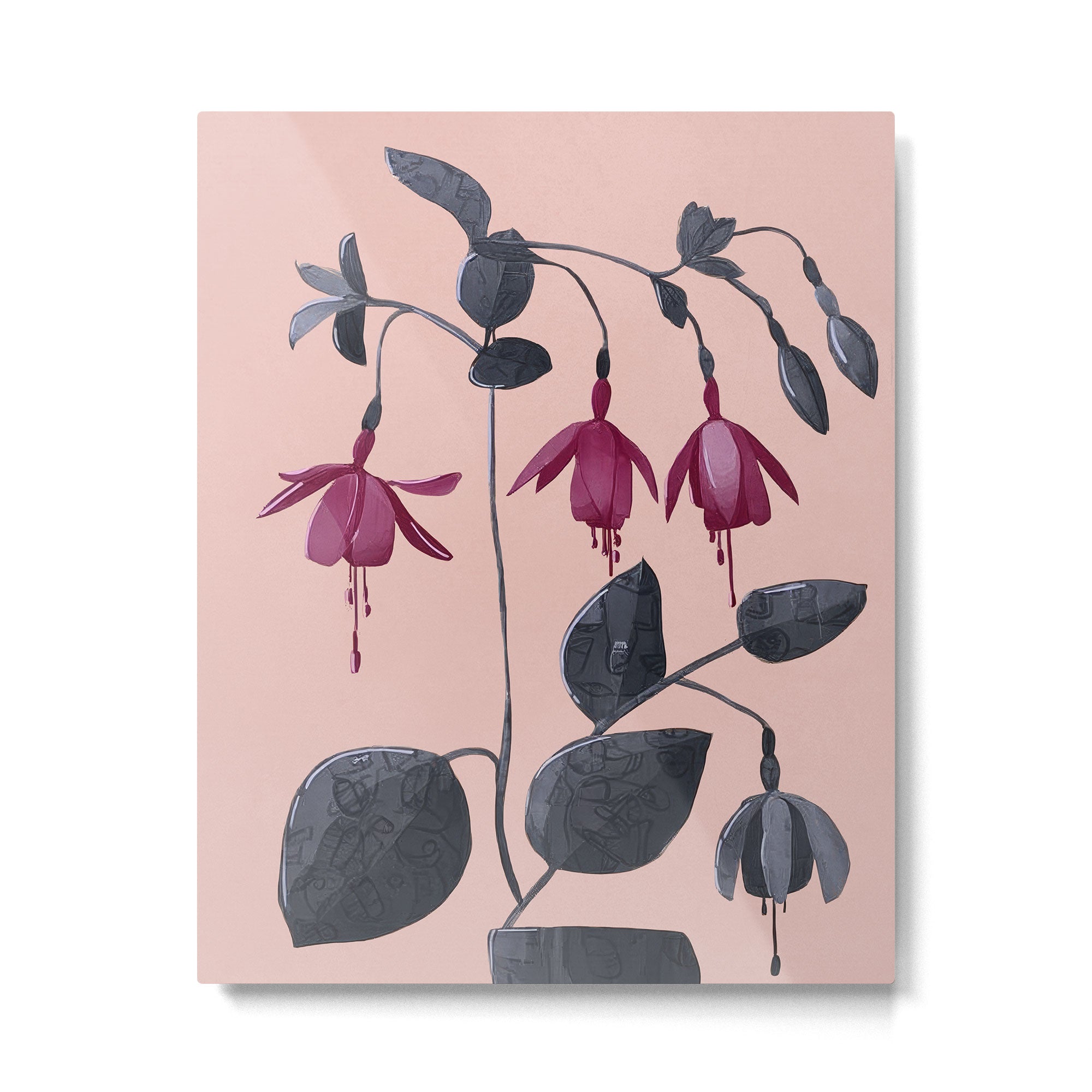 Fuchsia Botanical Drawing Metal Print Gallery Image 4