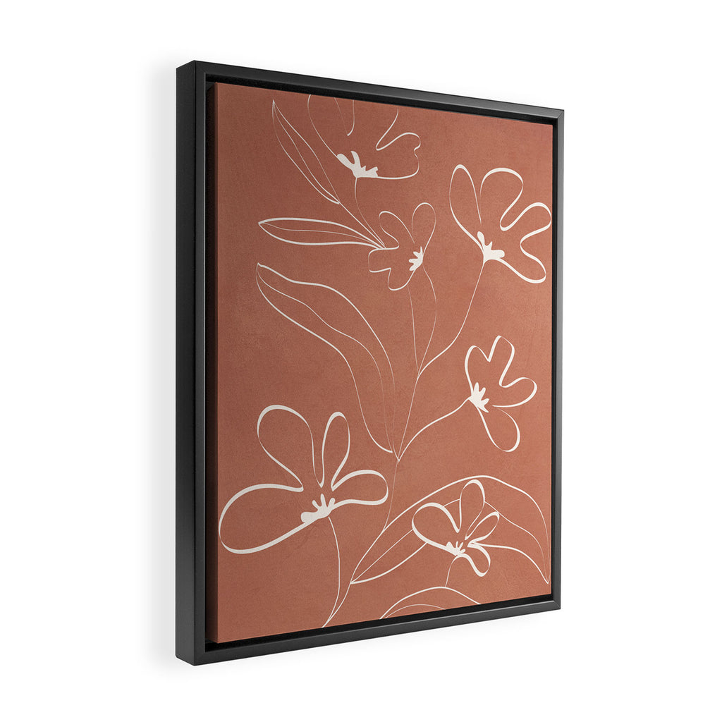 Little Flower Outline on Clay 03 Framed Canvas Print Gallery Image 2