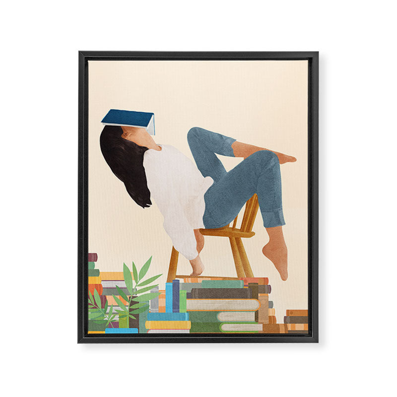 Lost in my books Framed Canvas Print Gallery Image 6