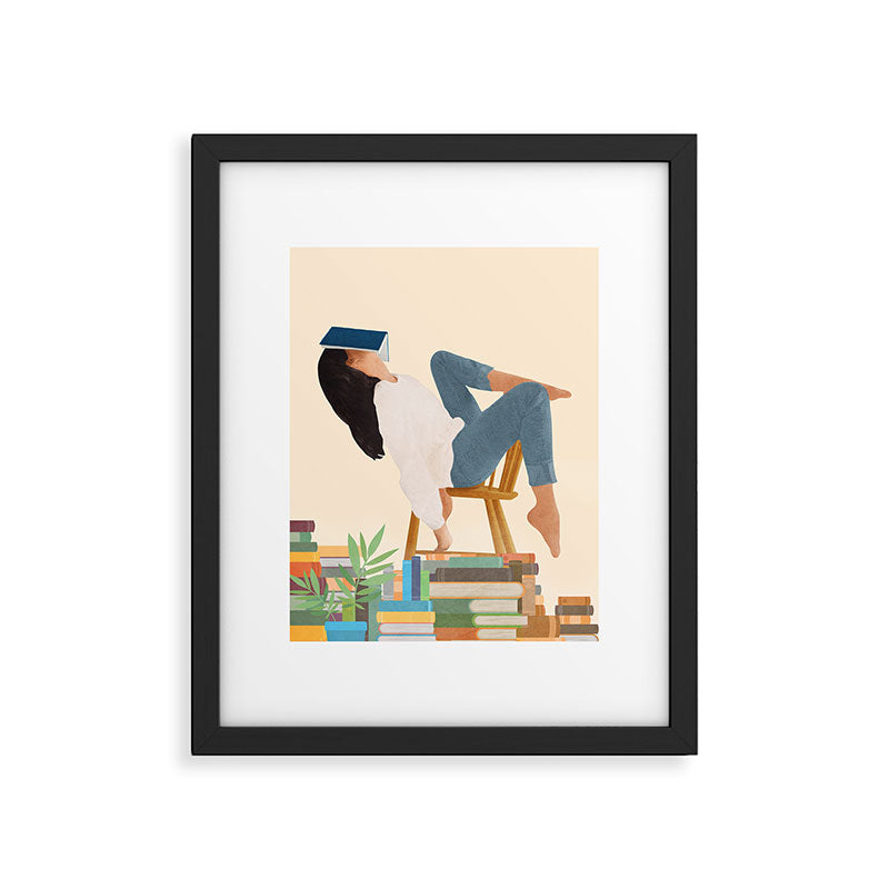 Lost in my books Framed Art Print Gallery Image 5