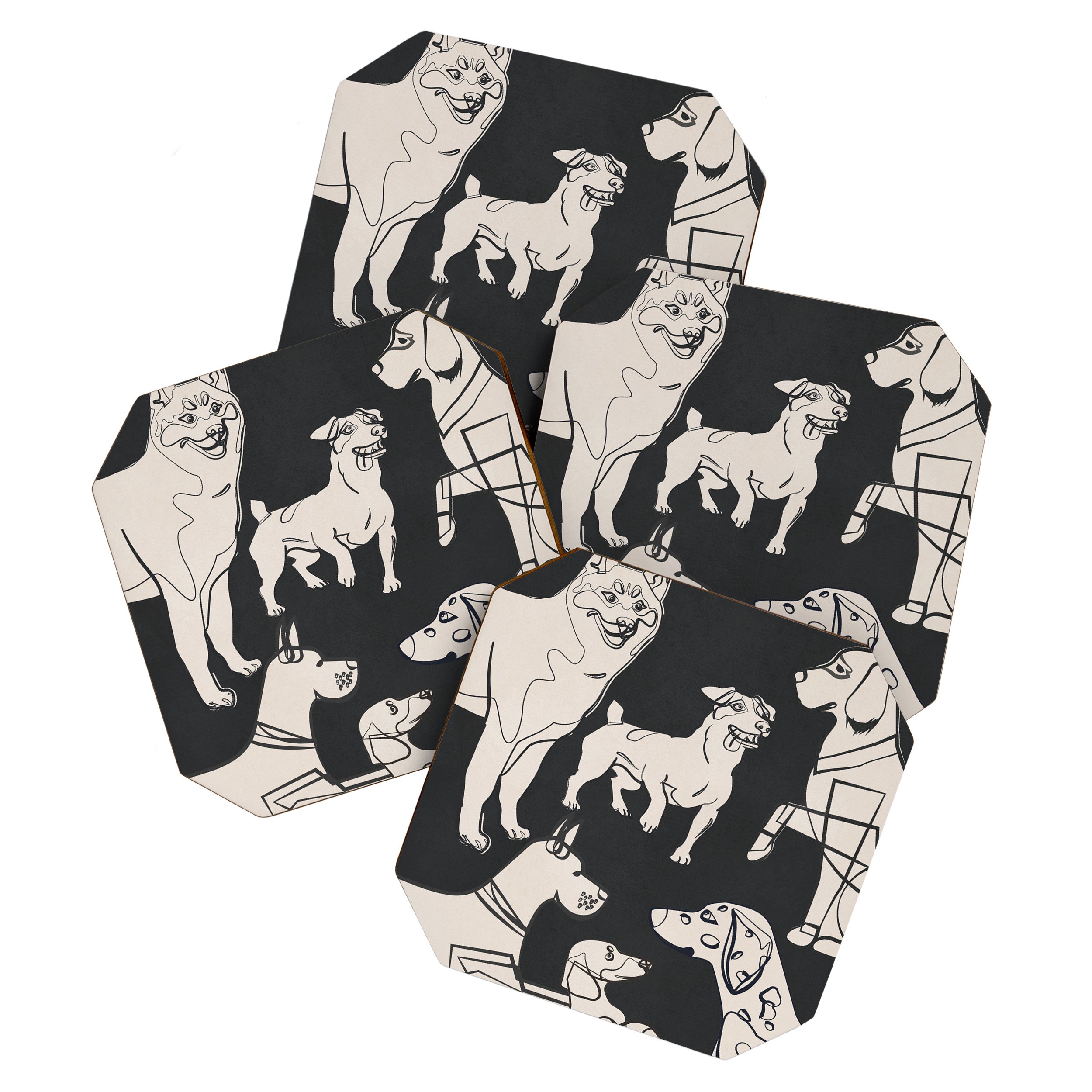 Minimal Abstract Dogs Art 1 Coaster Gallery Image 1
