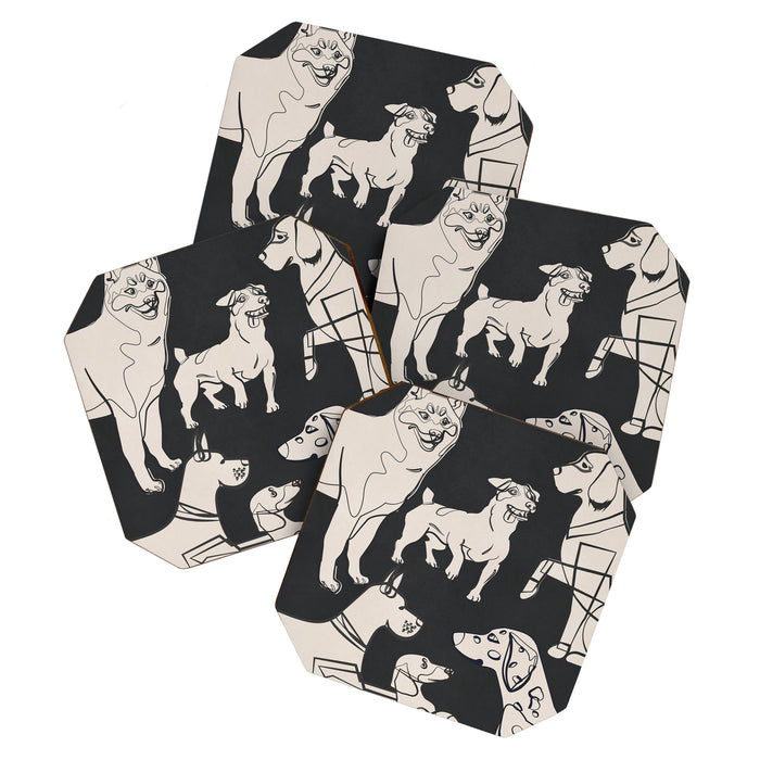 Minimal Abstract Dogs Art 1 Coaster Gallery Image 1