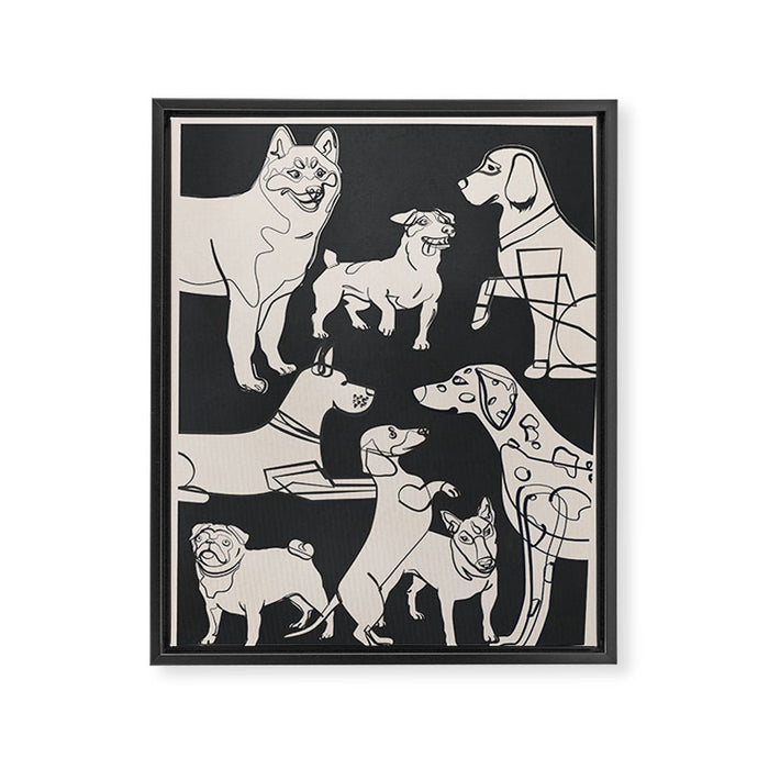 Minimal Abstract Dogs Art 1 Framed Canvas Print Gallery Image 1