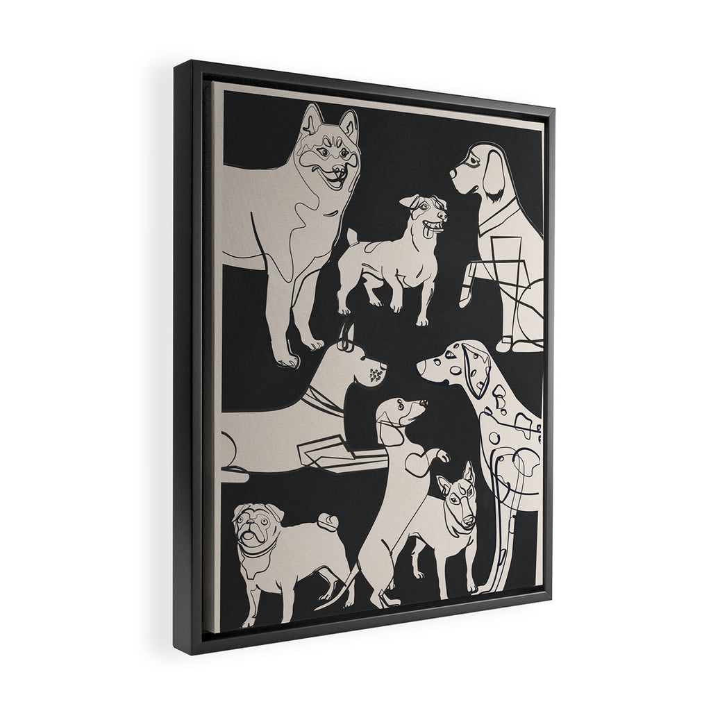Minimal Abstract Dogs Art 1 Framed Canvas Print Gallery Image 2