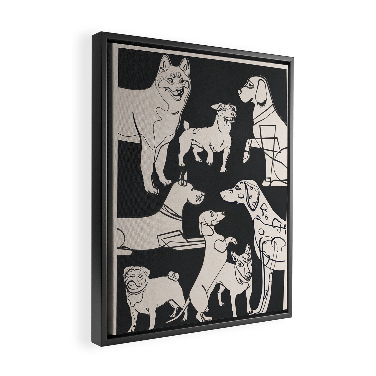 Minimal Abstract Dogs Art 1 Framed Canvas Print Gallery Image 2