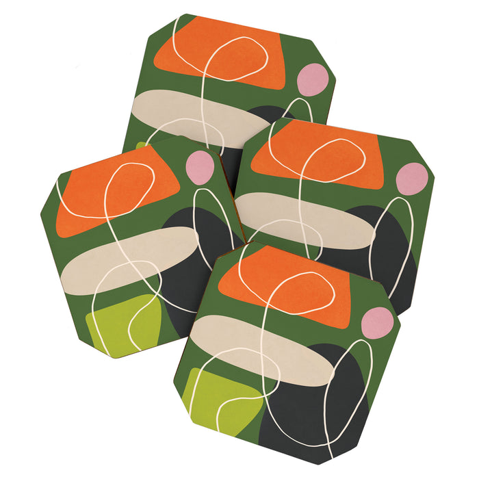 Minimal Colorful Abstract Shapes 2 Coaster Gallery Image 1
