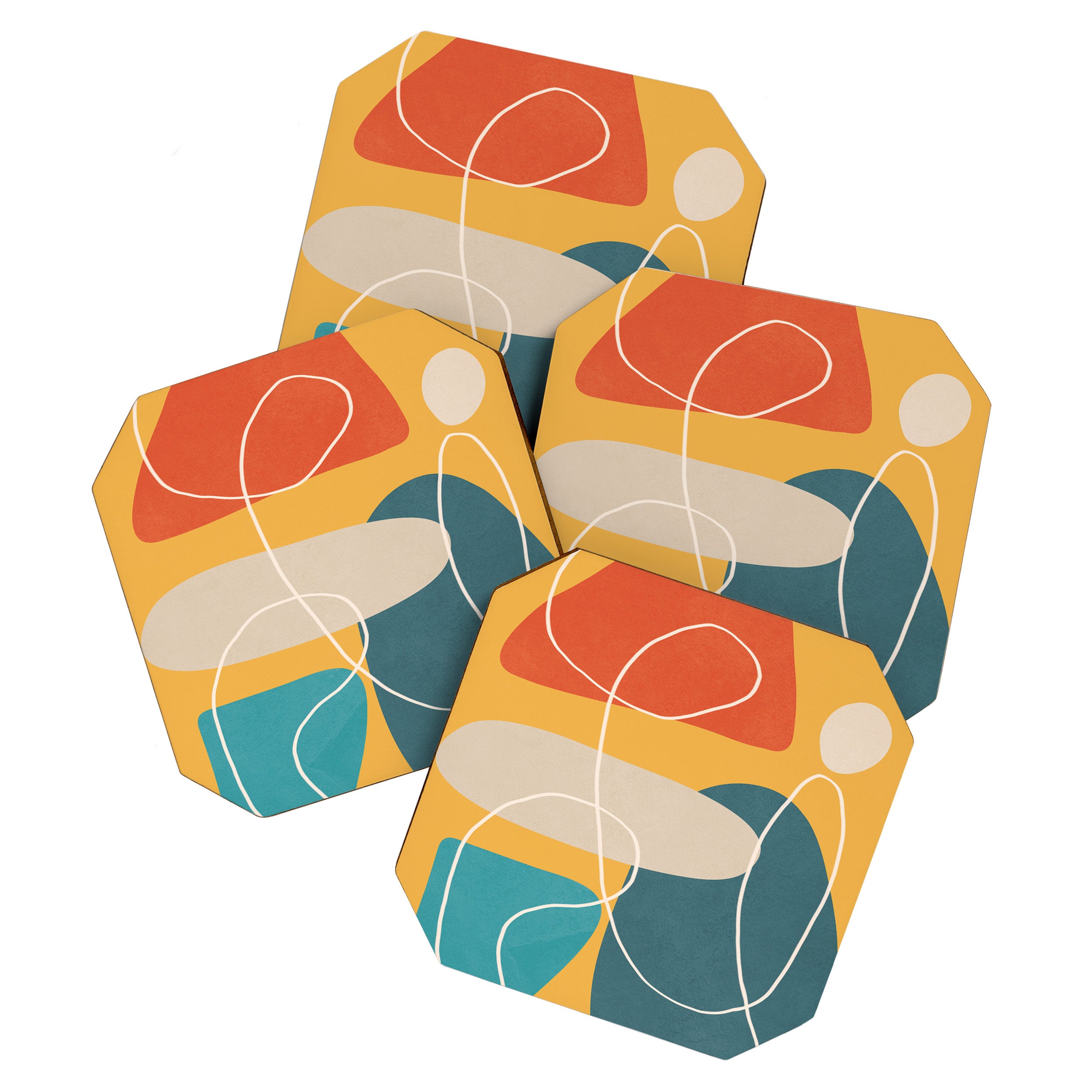 Minimal Colorful Abstract Shapes 3 Coaster Gallery Image 1