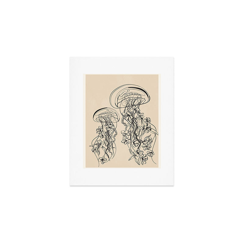 Minimal Floral Jellyfishes 1 Art Print Gallery Image 1