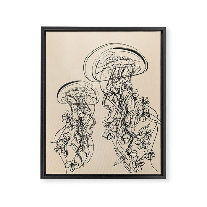 Minimal Floral Jellyfishes 1 Framed Canvas Print Gallery Image 1