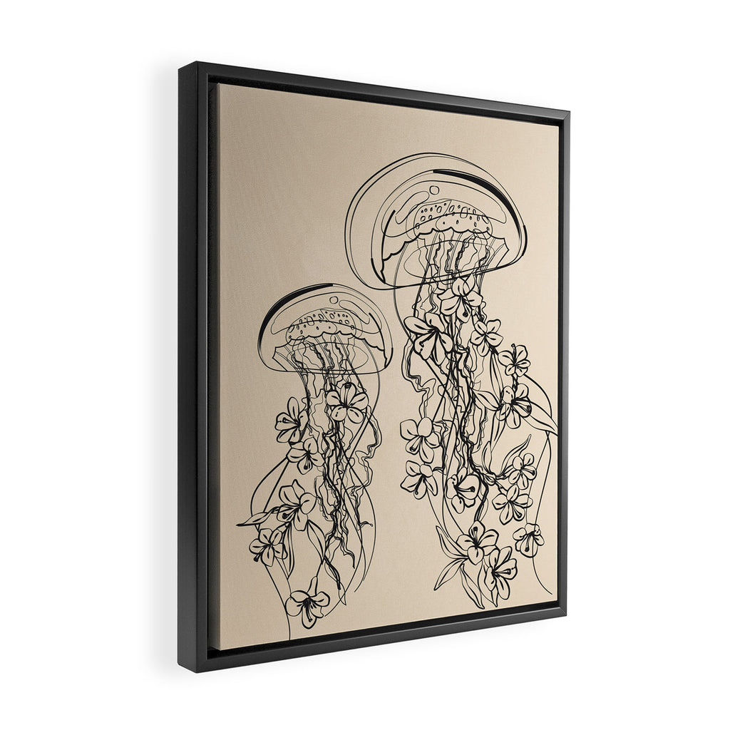 Minimal Floral Jellyfishes 1 Framed Canvas Print Gallery Image 2