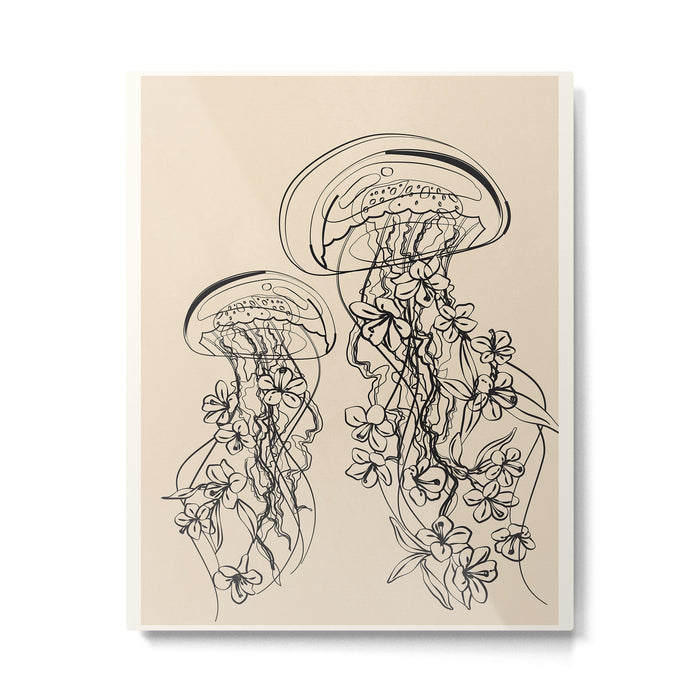 Minimal Floral Jellyfishes 1 Metal Print Gallery Image 1