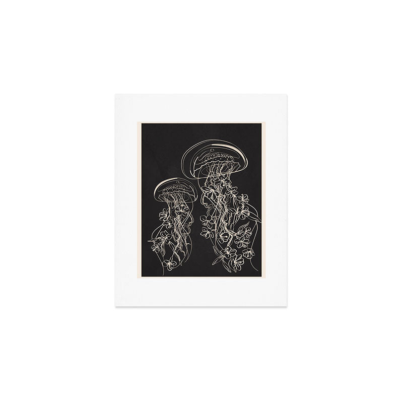 Minimal Floral Jellyfishes 2 Art Print Gallery Image 1