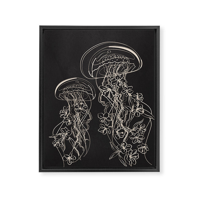 Minimal Floral Jellyfishes 2 Framed Canvas Print Gallery Image 6