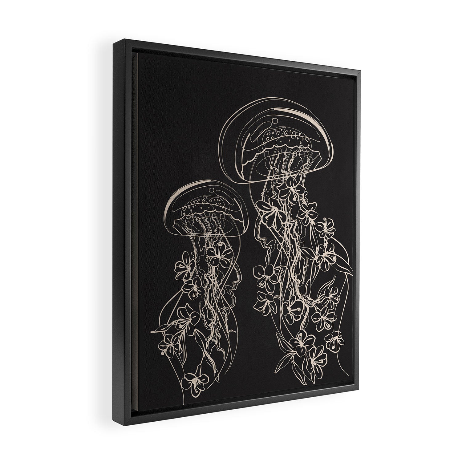 Minimal Floral Jellyfishes 2 Framed Canvas Print Gallery Image 2