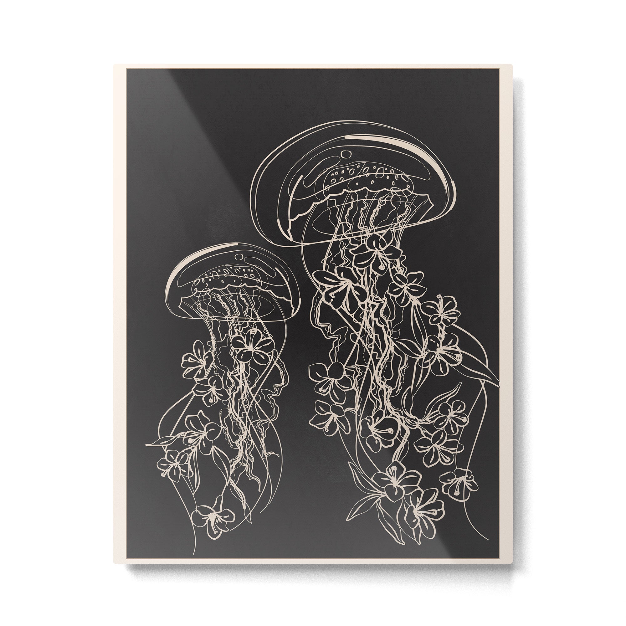 Minimal Floral Jellyfishes 2 Metal Print Gallery Image 4