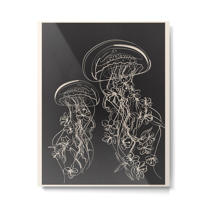 Minimal Floral Jellyfishes 2 Metal Print Gallery Image 1