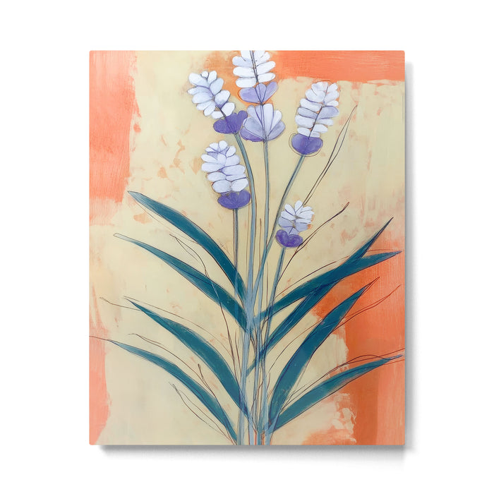 Minimal Lavender Floral Art Metal Print Gallery Image 1