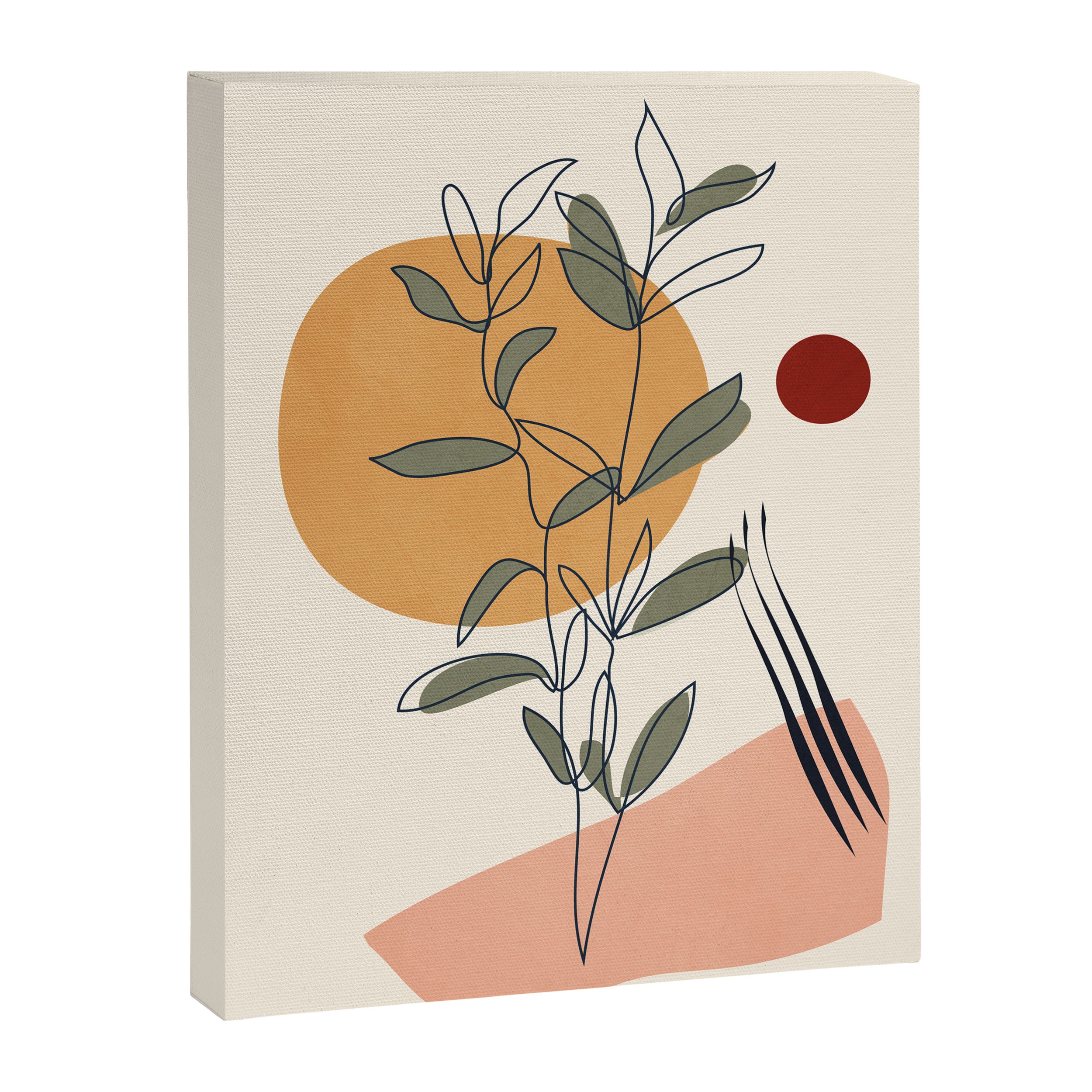 Minimal Line Young Leaves Canvas Print Gallery Image 6