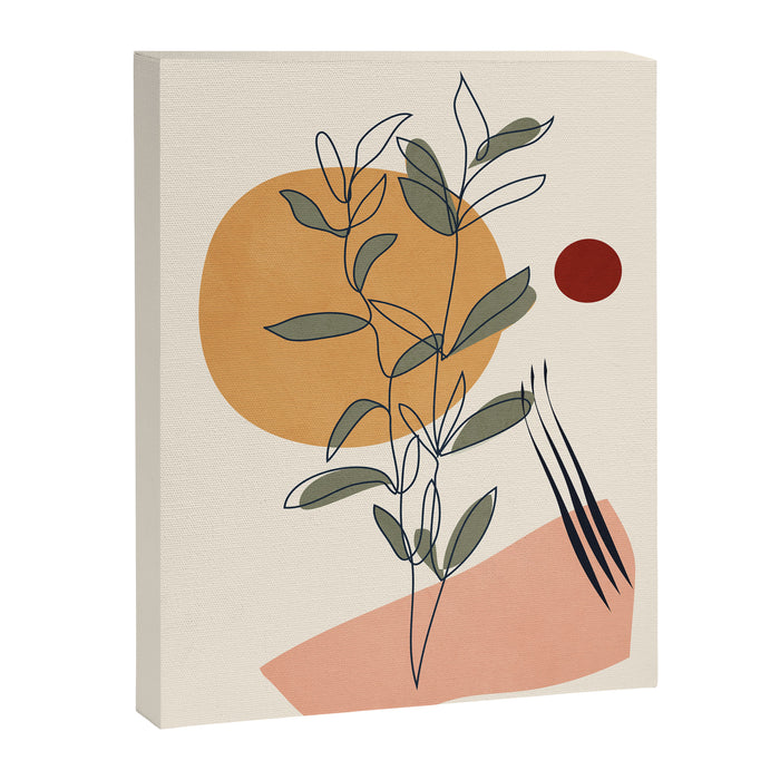 Minimal Line Young Leaves Canvas Print Gallery Image 1