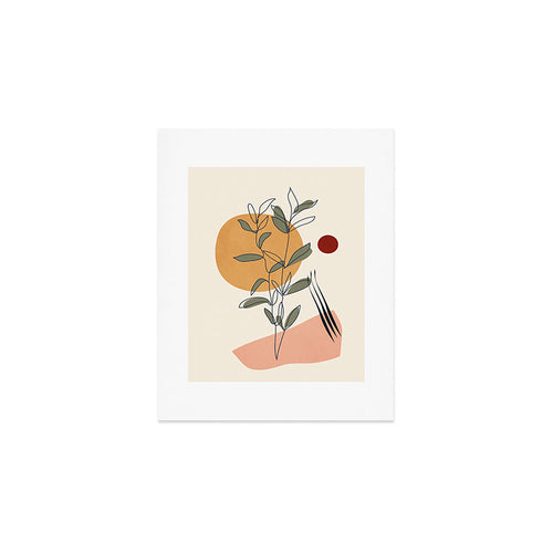 Minimal Line Young Leaves Art Print Gallery Image 1