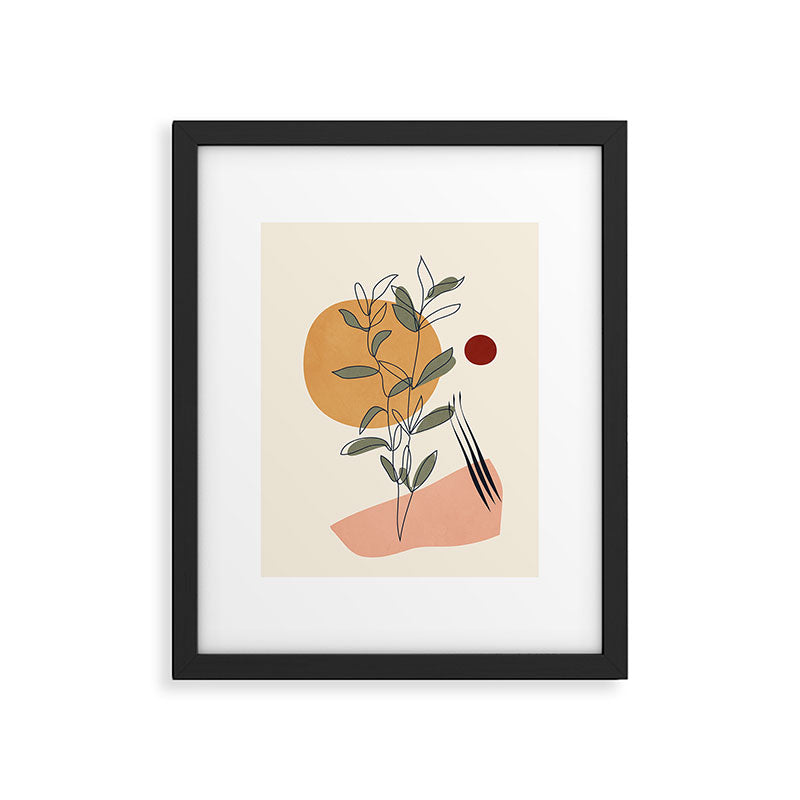 Minimal Line Young Leaves Framed Art Print Gallery Image 5