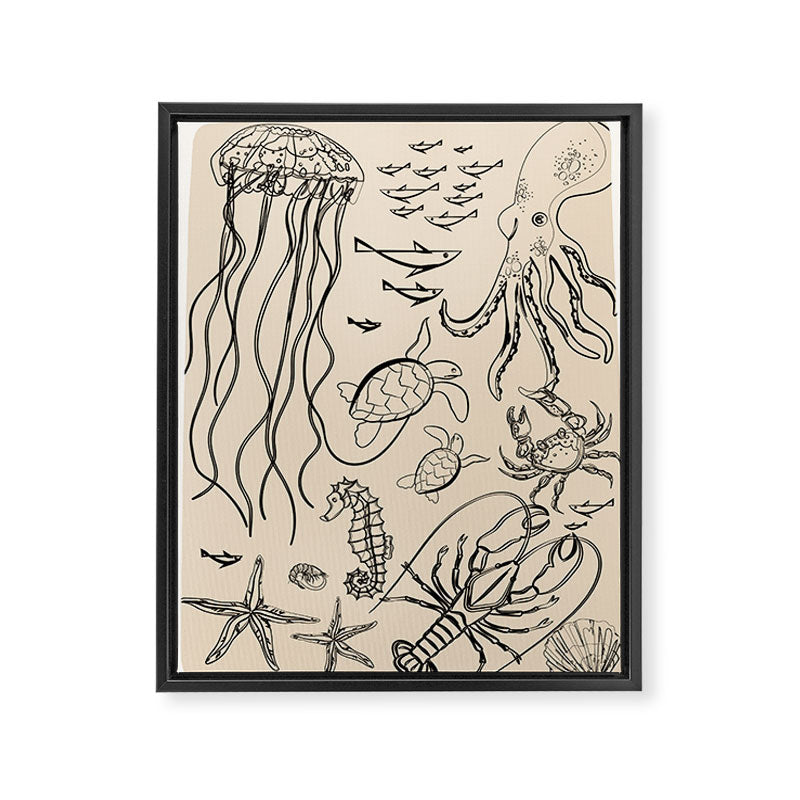 Minimal Sea Life 2 Framed Canvas Print Gallery Image 6