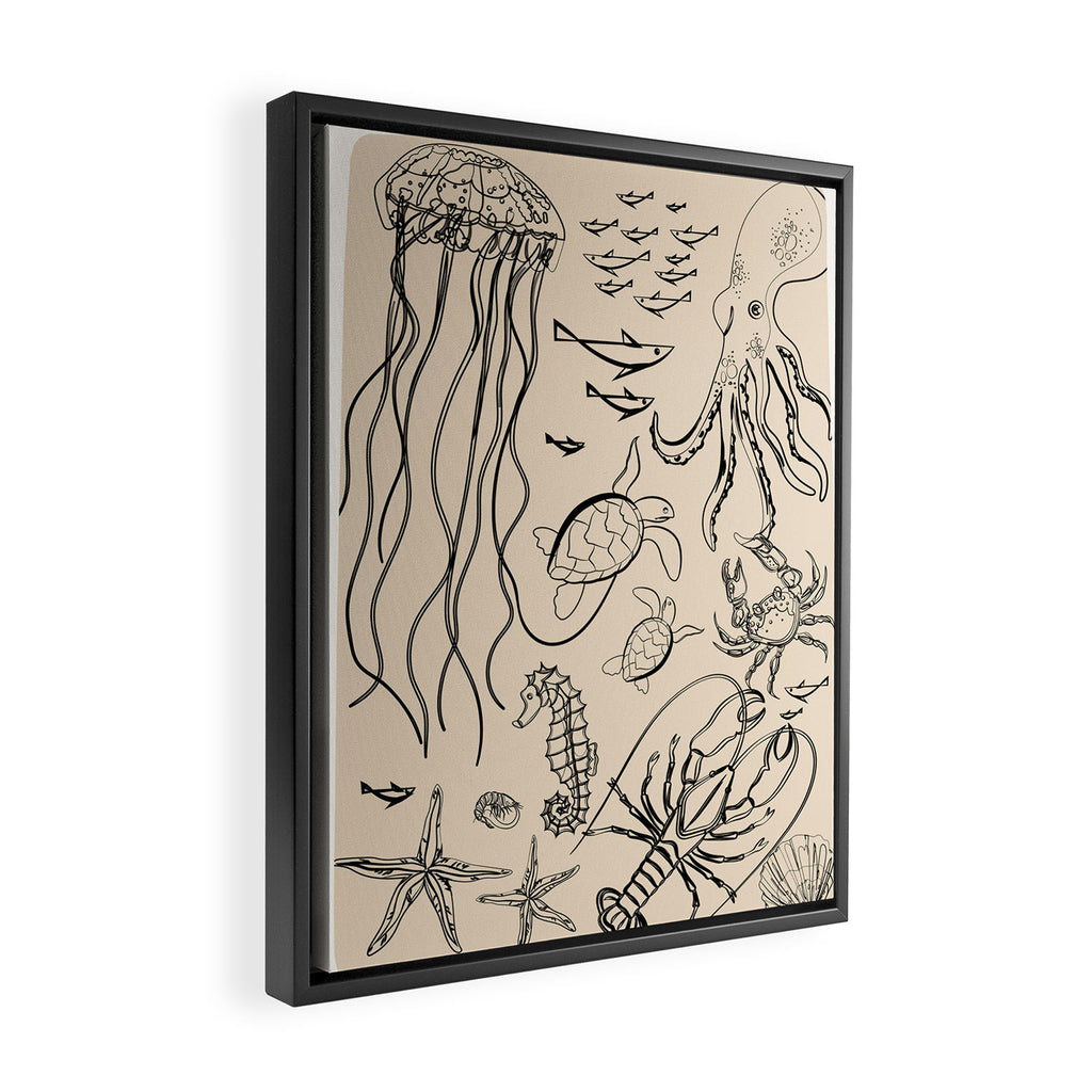 Minimal Sea Life 2 Framed Canvas Print Gallery Image 2