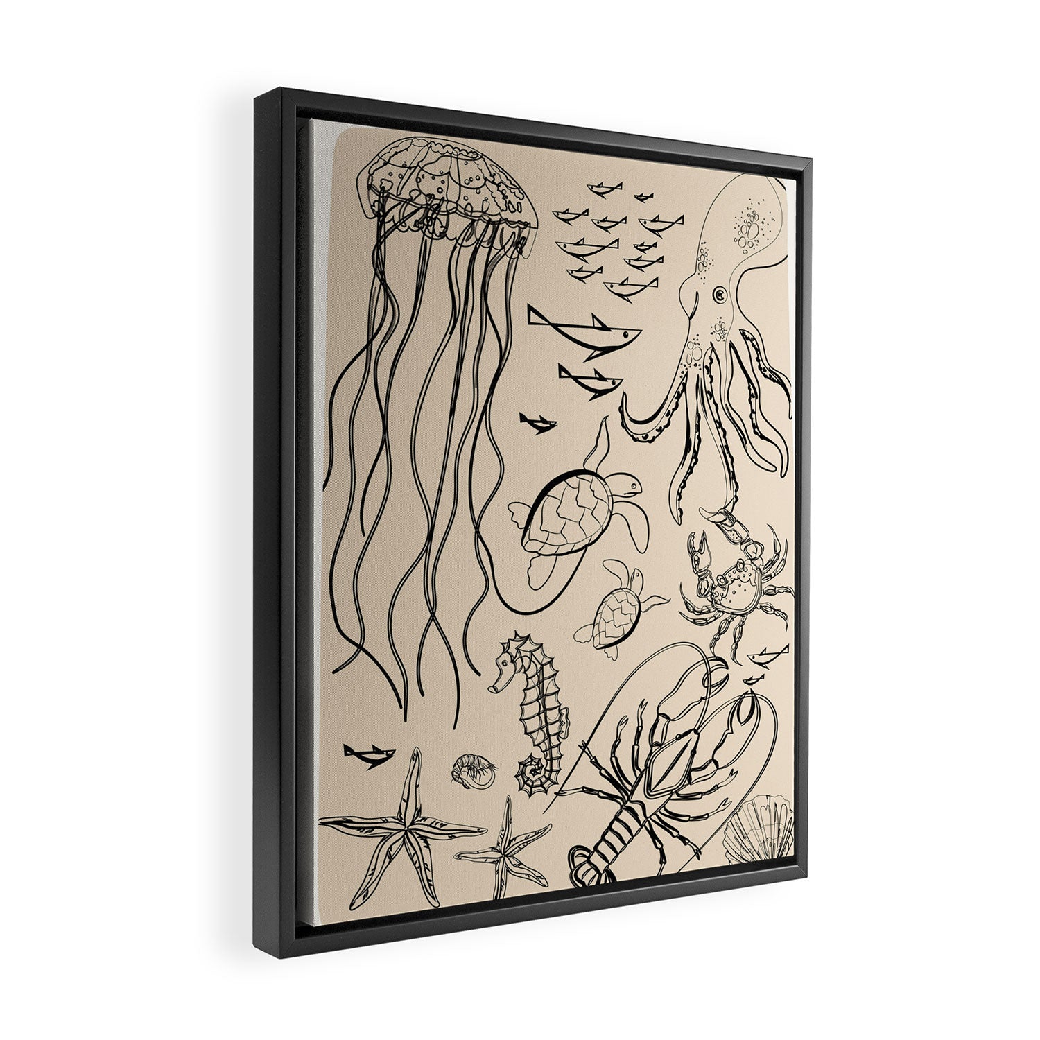 Minimal Sea Life 2 Framed Canvas Print Gallery Image 2