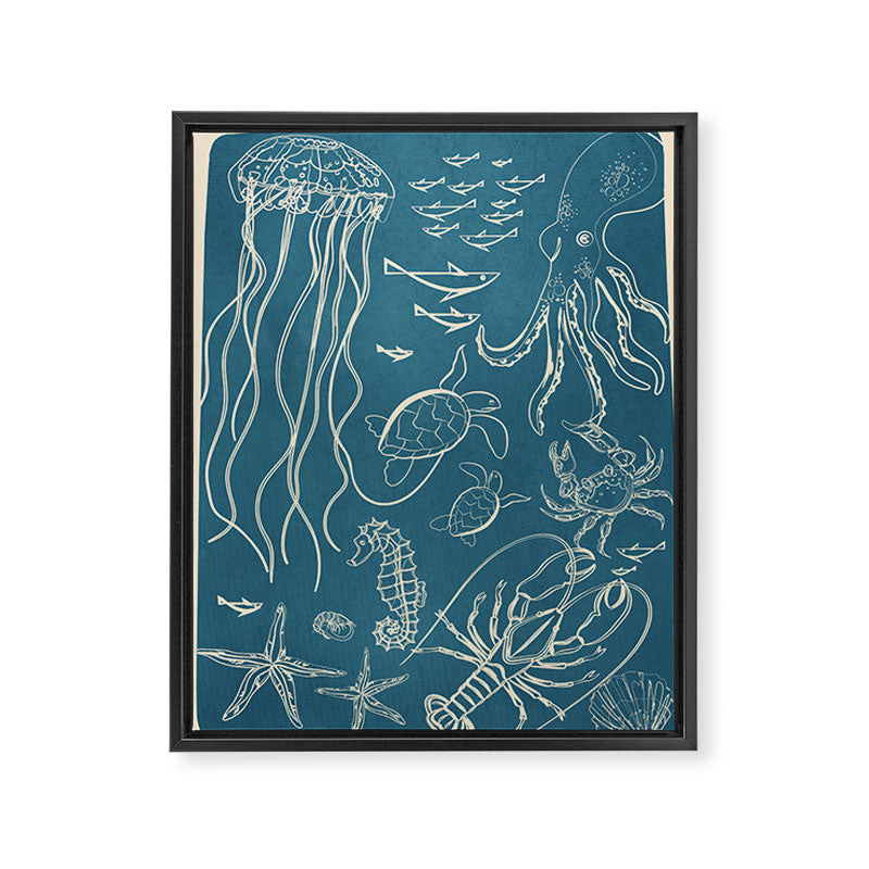 Minimal Sea Life 3 Framed Canvas Print Gallery Image 6