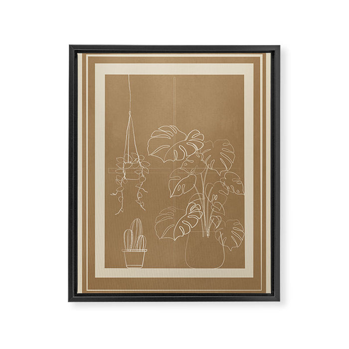 Minimal Window With Potted Plants 1 Framed Canvas Print Gallery Image 1