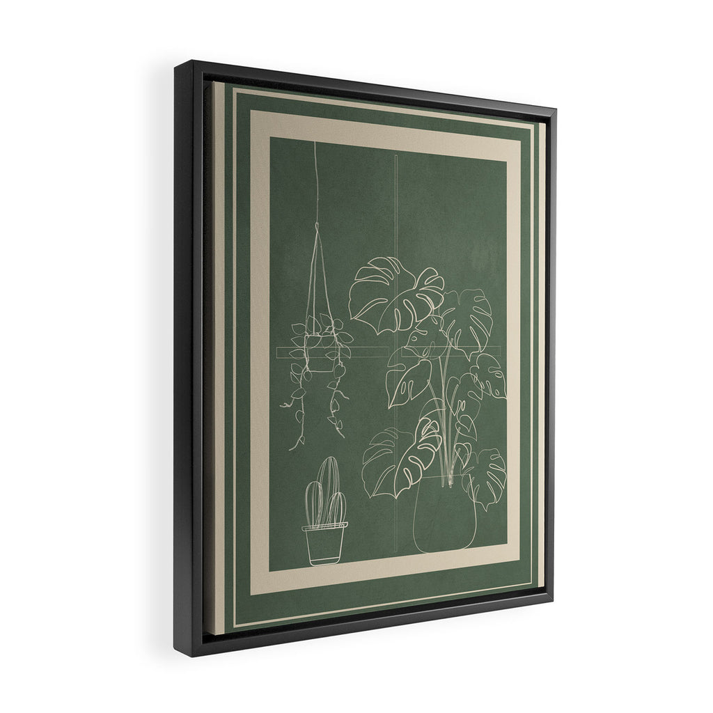 Minimal Window With Potted Plants 2 Framed Canvas Print Gallery Image 2