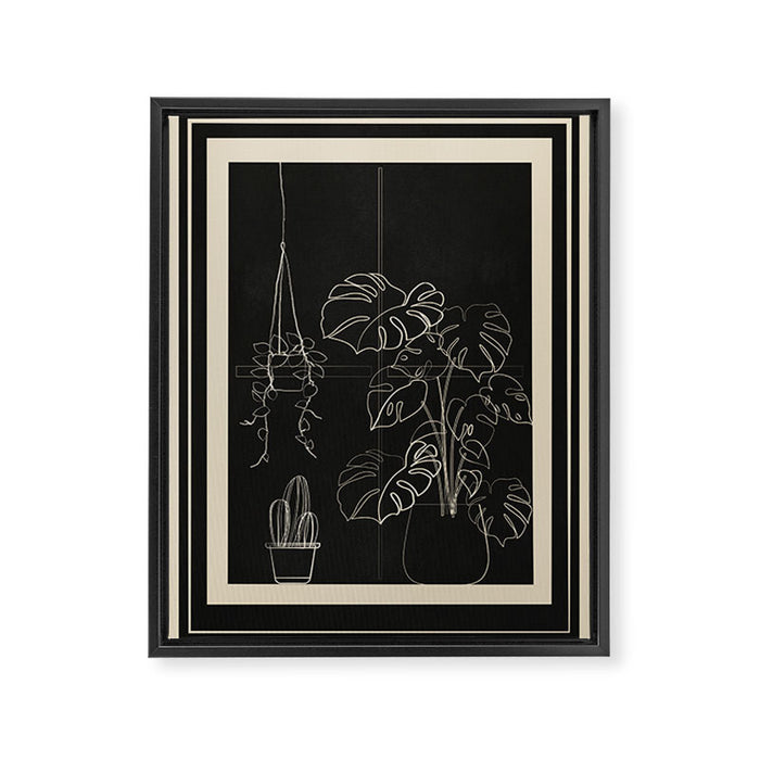 Minimal Window With Potted Plants 3 Framed Canvas Print Gallery Image 1