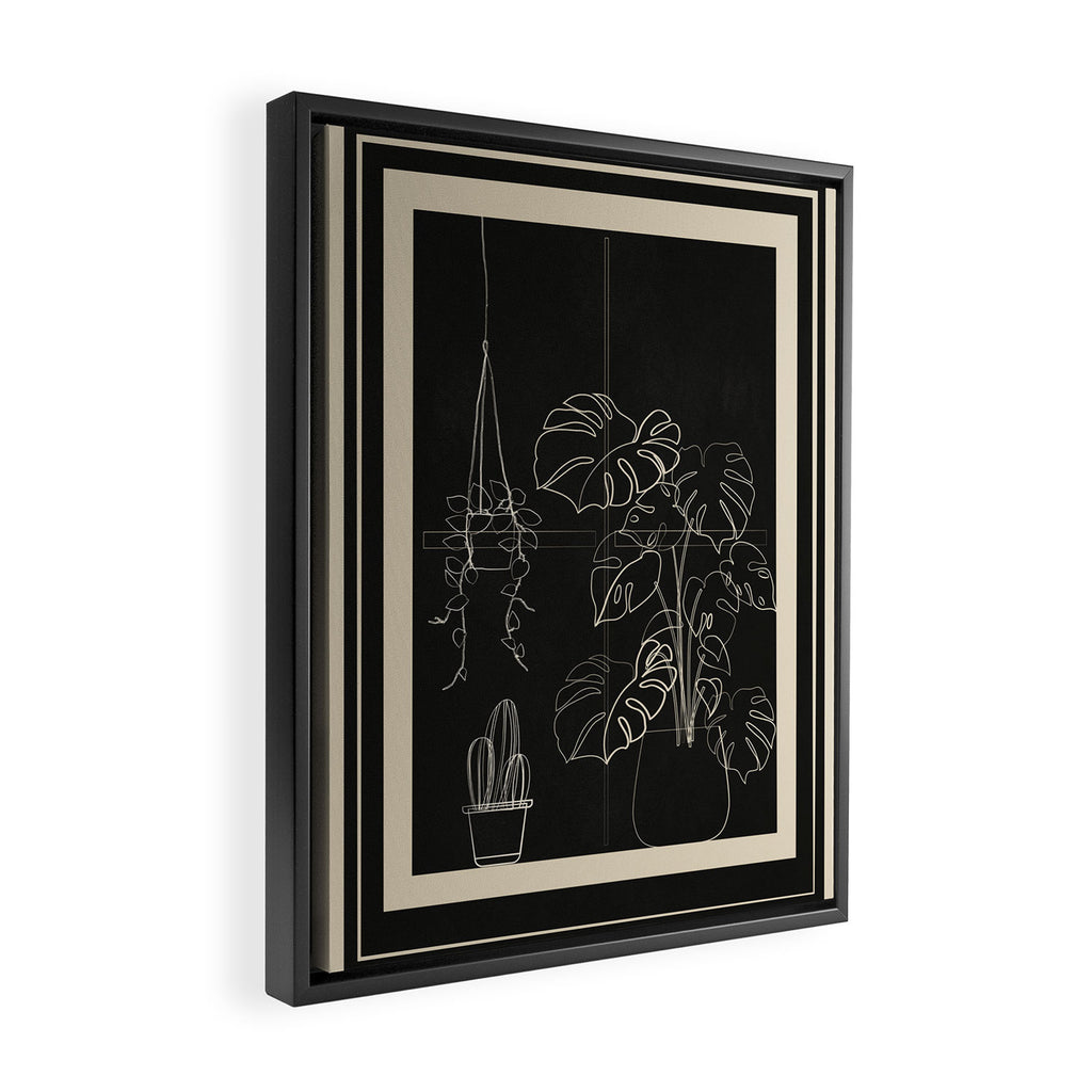 Minimal Window With Potted Plants 3 Framed Canvas Print Gallery Image 2